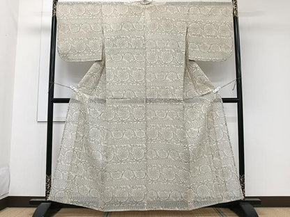 平和屋着物＊夏物　紗紬　草花文　正絹　逸品　CABL6850xi