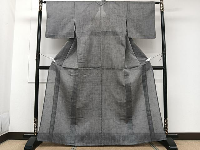 平和屋着物＊夏物　紗紬　桔梗鼠色　正絹　逸品　CABL6854xi