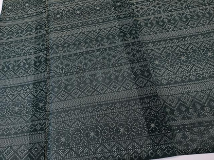平和屋着物＊夏物　紗紬　横段段幾何学花文　正絹　逸品　CABL6856xi