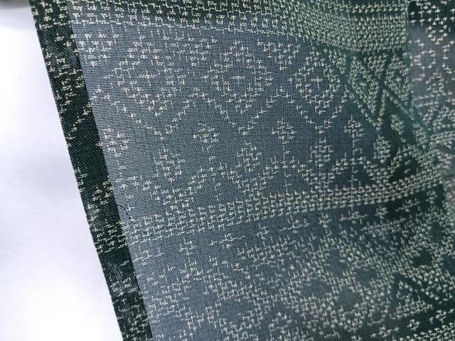 平和屋着物＊夏物　紗紬　横段段幾何学花文　正絹　逸品　CABL6856xi