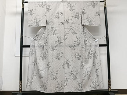 平和屋着物＊夏物　小紋　絽　草花文　正絹　逸品　CABL6863xi