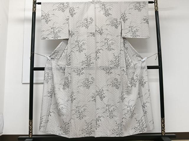 平和屋着物＊夏物　小紋　絽　草花文　正絹　逸品　CABL6863xi