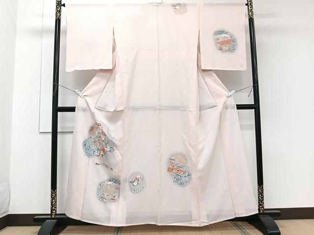 平和屋着物＊夏物　訪問着　絽　色紙重ね流水花鳥文　正絹　逸品　未使用　CABL6864xi