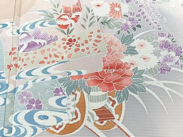 平和屋着物＊夏物　訪問着　絽　色紙重ね流水花鳥文　正絹　逸品　未使用　CABL6864xi