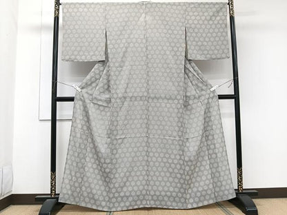 平和屋着物＊夏物　小紋　絽　萩丸文　正絹　逸品　CABL6866xi