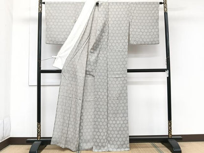 平和屋着物＊夏物　小紋　絽　萩丸文　正絹　逸品　CABL6866xi