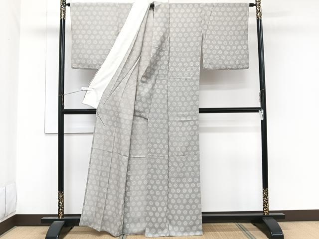 平和屋着物＊夏物　小紋　絽　萩丸文　正絹　逸品　CABL6866xi