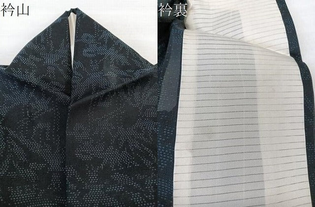 平和屋着物＊夏物　本場大島紬　夏大島　風景文　黒地　正絹　逸品　CABL6868xi