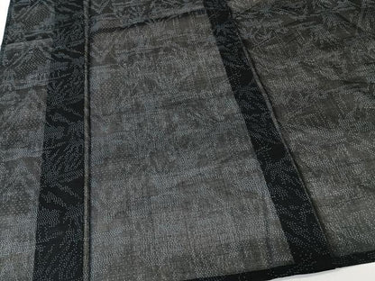 平和屋着物＊夏物　本場大島紬　夏大島　風景文　黒地　正絹　逸品　CABL6868xi