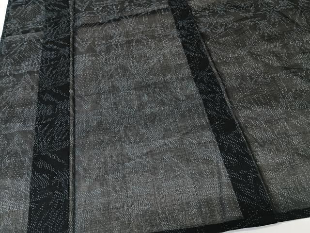 平和屋着物＊夏物　本場大島紬　夏大島　風景文　黒地　正絹　逸品　CABL6868xi
