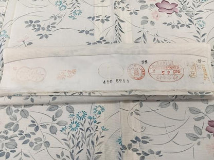 平和屋着物＊夏物　小紋　駒絽　手描き　草花文　五泉　反端付き　正絹　逸品　CABL6871xi