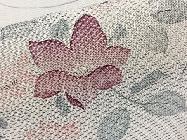 平和屋着物＊夏物　小紋　駒絽　手描き　草花文　五泉　反端付き　正絹　逸品　CABL6871xi