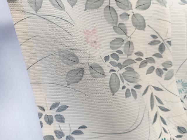 平和屋着物＊夏物　小紋　駒絽　手描き　草花文　五泉　反端付き　正絹　逸品　CABL6871xi