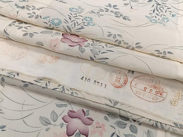 平和屋着物＊夏物　小紋　駒絽　手描き　草花文　五泉　反端付き　正絹　逸品　CABL6871xi