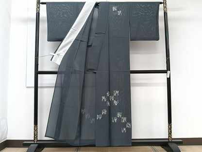 平和屋着物＊夏物　訪問着　絽　色紙草花文　金銀彩　正絹　逸品　CABL6872xi