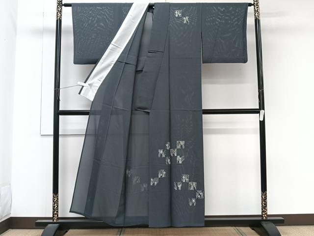 平和屋着物＊夏物　訪問着　絽　色紙草花文　金銀彩　正絹　逸品　CABL6872xi