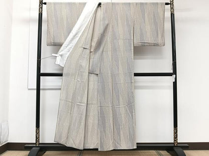 平和屋着物＊夏物　小紋　絽　斜線文　正絹　逸品　CABL6873xi