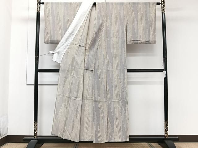 平和屋着物＊夏物　小紋　絽　斜線文　正絹　逸品　CABL6873xi