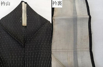 平和屋着物＊夏物　紗紬　縞　正絹　逸品　CABL6876xi