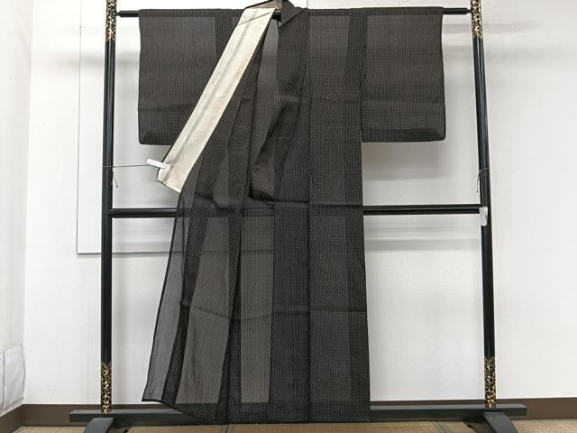 平和屋着物＊夏物　紗紬　縞　正絹　逸品　CABL6876xi