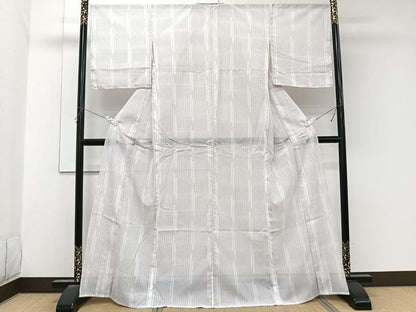 平和屋着物＊夏物　小紋　紗　間道　洗える着物　未使用　CABL6881xi