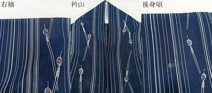 平和屋着物＊夏物　小紋　紗　簪　洗える着物　CABL6885xi