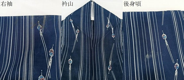 平和屋着物＊夏物　小紋　紗　簪　洗える着物　CABL6885xi