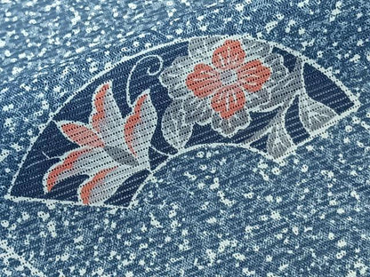 平和屋着物＊夏物　小紋　絽　扇花唐草文　洗える着物　CABL6887xi