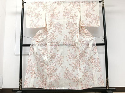 平和屋着物＊夏物　小紋　絽　枝花文　洗える着物　CABL6888xi