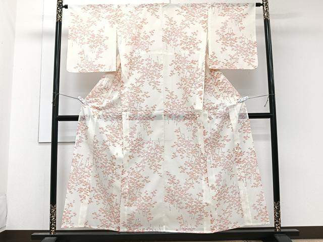 平和屋着物＊夏物　小紋　絽　枝花文　洗える着物　CABL6888xi