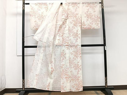 平和屋着物＊夏物　小紋　絽　枝花文　洗える着物　CABL6888xi