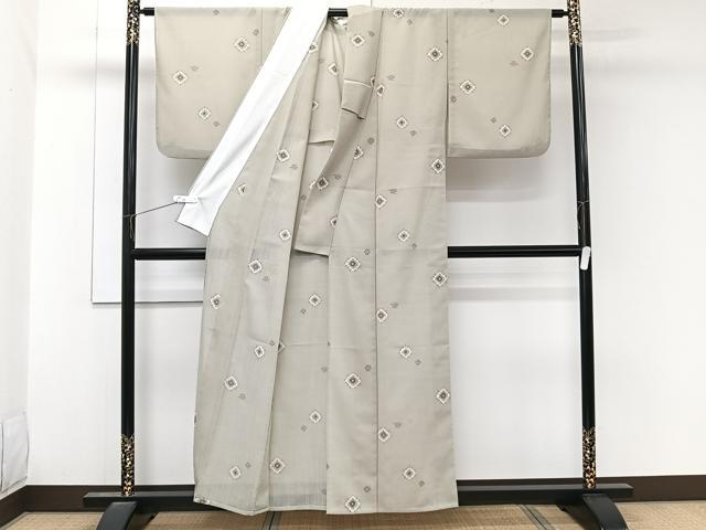 平和屋着物＊夏物　小紋　紗　菱文　洗える着物　CABL6896xi
