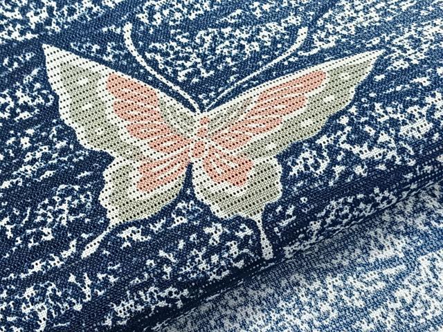 平和屋着物＊夏物　小紋　絽　舞蝶文　洗える着物　CABL6899xi
