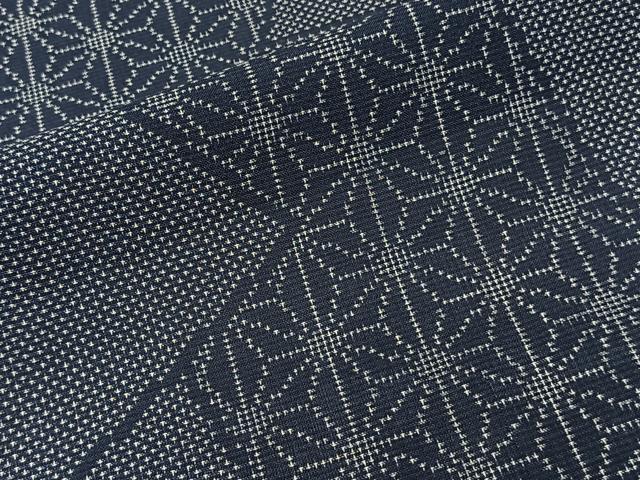 平和屋着物＊夏物　本場大島紬　夏大島　色紙麻の葉文　正絹　逸品　CABL6901xi