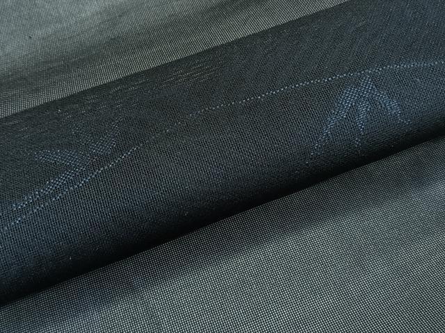 平和屋着物＊夏物　小紋　紗　枝笹文　黒地　正絹　逸品　CABL6904xi