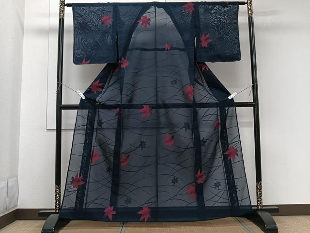 平和屋着物＊夏物　小紋　芝楓文　正絹　逸品　CABL6909xi
