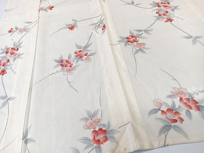 平和屋着物＊夏物　小紋　絽　手描き　枝草花文　正絹　逸品　CABL6914xi