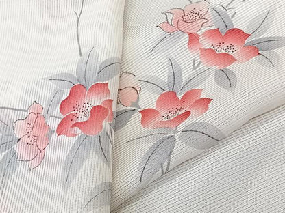 平和屋着物＊夏物　小紋　絽　手描き　枝草花文　正絹　逸品　CABL6914xi