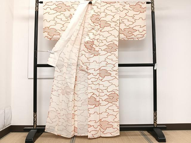 平和屋着物＊夏物　小紋　絽　雲取り文　正絹　逸品　未使用　CABL6915xi