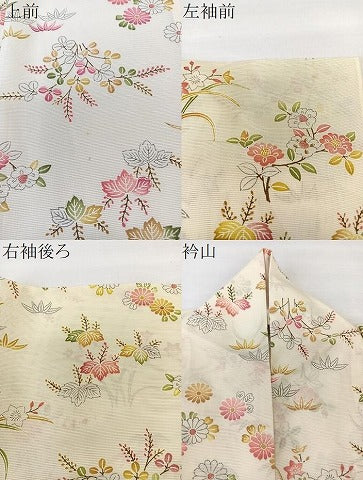 平和屋着物＊夏物　小紋　絽　草花文　正絹　逸品　CABL6918xi