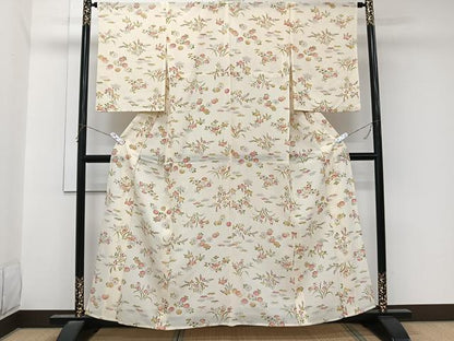 平和屋着物＊夏物　小紋　絽　草花文　正絹　逸品　CABL6918xi