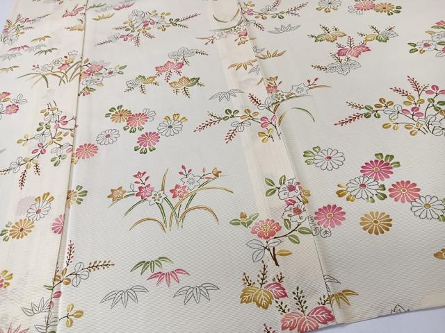 平和屋着物＊夏物　小紋　絽　草花文　正絹　逸品　CABL6918xi