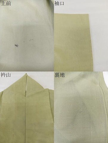 平和屋着物＊夏物　紗紬　抹茶色　正絹　逸品　CABL6920xi