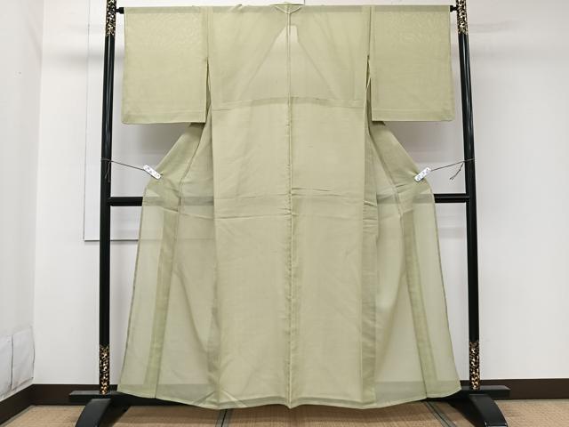 平和屋着物＊夏物　紗紬　抹茶色　正絹　逸品　CABL6920xi