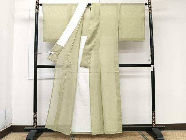 平和屋着物＊夏物　紗紬　抹茶色　正絹　逸品　CABL6920xi