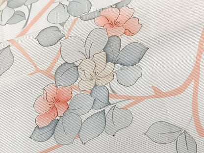 平和屋着物＊夏物　小紋　絽　枝草花文　正絹　逸品　CABL6921xi