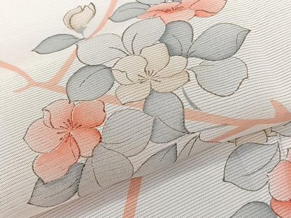 平和屋着物＊夏物　小紋　絽　枝草花文　正絹　逸品　CABL6921xi