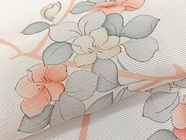 平和屋着物＊夏物　小紋　絽　枝草花文　正絹　逸品　CABL6921xi