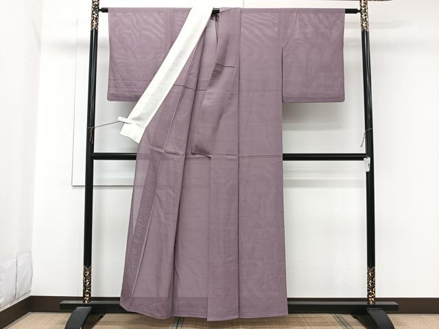平和屋着物＊夏物　色無地　変わり絽　葡萄鼠色　正絹　逸品　CABL6922xi