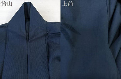 平和屋着物＊夏物　色無地　笹紋紗　濃藍色　正絹　逸品　CABL6923xi